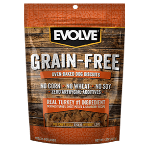 EVOLVE DOG BISCUITS GRAIN FREE TURKEY 340 G (GALLETAS)