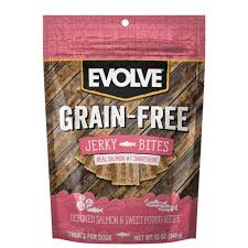 EVOLVE DOG JERKY BITES GRAIN FREE SALMON 340 G