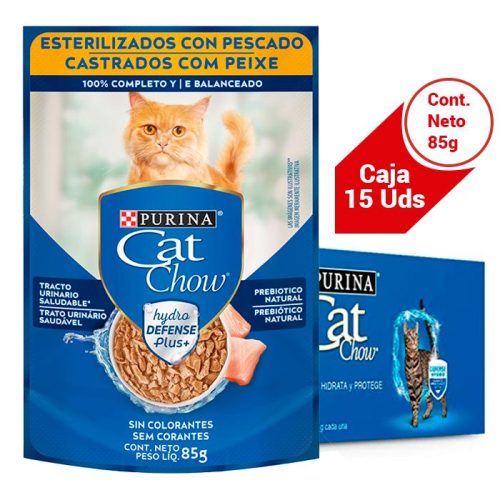 SOBRECITOS CAT CHOW ESTERILIZADOS CON PESCADO 15 X 85 GRS