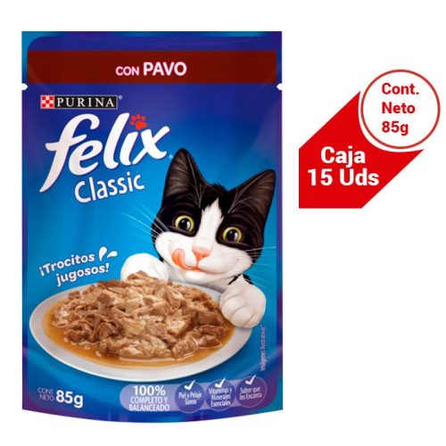 CAJA SACHET FELIX CLASSIC CON PAVO 15 X 85 G