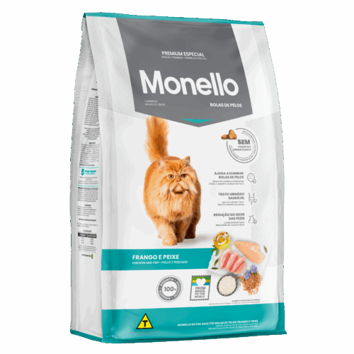 monello gatos bolas de pelos pollo pescado